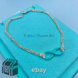 Tiffany & Co. 925 Silver Blue Enamel Infinity 8 Bracelet (pouch)