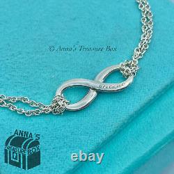 Tiffany & Co. 925 Silver Blue Enamel Infinity 8 Bracelet (pouch)