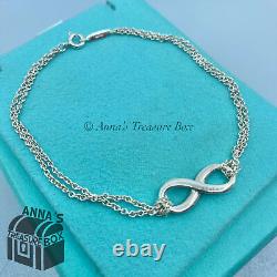 Tiffany & Co. 925 Silver Blue Enamel Infinity 8 Bracelet (pouch)