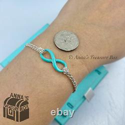 Tiffany & Co. 925 Silver Blue Enamel Infinity 8 Bracelet (pouch)