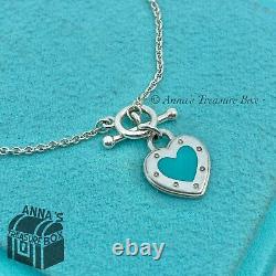 Tiffany & Co. 925 Silver Blue Enamel RTT LOVE Toggle 6.5 Bracelet (pouch)