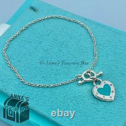 Tiffany & Co. 925 Silver Blue Enamel RTT LOVE Toggle 6.5 Bracelet (pouch)
