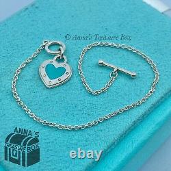 Tiffany & Co. 925 Silver Blue Enamel RTT LOVE Toggle 6.5 Bracelet (pouch)