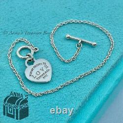 Tiffany & Co. 925 Silver Blue Enamel RTT LOVE Toggle 6.5 Bracelet (pouch)