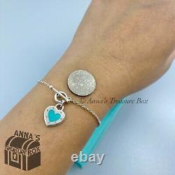 Tiffany & Co. 925 Silver Blue Enamel RTT LOVE Toggle 6.5 Bracelet (pouch)