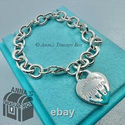 Tiffany & Co. 925 Silver Blue Enamel Splash RTT Heart Tag 7.5 Bracelet (pouch)