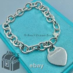 Tiffany & Co. 925 Silver Blue Enamel Splash RTT Heart Tag 7.5 Bracelet (pouch)