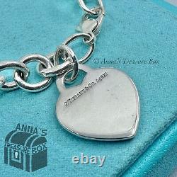 Tiffany & Co. 925 Silver Blue Enamel Splash RTT Heart Tag 7.5 Bracelet (pouch)