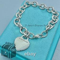 Tiffany & Co. 925 Silver Blue Enamel Splash RTT Heart Tag 7.5 Bracelet (pouch)