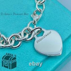 Tiffany & Co. 925 Silver Blue Enamel Splash RTT Heart Tag 7 Bracelet (pouch)