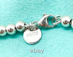 Tiffany & Co. 925 Silver Blue Enamel Sunburst Heart Round RTT Bead Bracelet 6.5