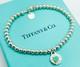 Tiffany & Co. 925 Silver Blue Enamel Sunburst Heart Round Rtt Bead Bracelet 7