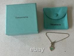 Tiffany & Co. 925 Sterling Silver Blue Enamel Heart Love Toggle Bracelet Small