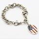 Tiffany & Co. American Flag Charm Bracelet 7.087 Sterling Silver 925 Withpouch