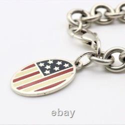 Tiffany & Co. American Flag Charm Bracelet 7.087 Sterling Silver 925 WithPouch