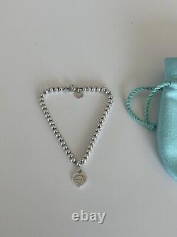 Tiffany & Co. Beaded Bracelet With Tiffany Heart Blue Enamel