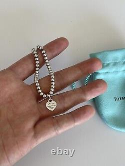 Tiffany & Co. Beaded Bracelet With Tiffany Heart Blue Enamel