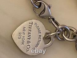 Tiffany & Co Blue Enamel 925 Silver Return To Tiffany Heart Tag Link Bracelet