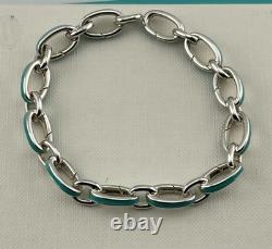 Tiffany & Co. Blue Enamel Clasping Oval Link Bracelet, Tiffany Blue Bracelet