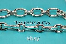 Tiffany & Co Blue Enamel Clasping Oval Link Charm Bracelet 7.75 Love Silver Box