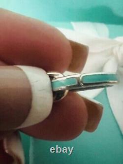 Tiffany & Co. Blue Enamel Clasping Oval Link Jump Ring Bracelet Extender Silver