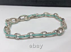 Tiffany & Co. Blue Enamel Clasping Oval Link bracelet For Charms Silver 9