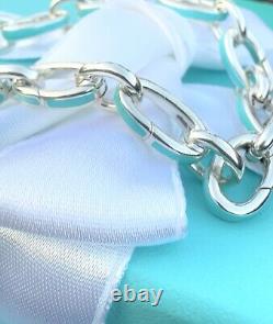 Tiffany & Co. Blue Enamel Clasping Oval Link bracelet For Charms Sterling Silver