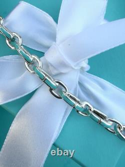 Tiffany & Co. Blue Enamel Clasping Oval Link bracelet For Charms Sterling Silver