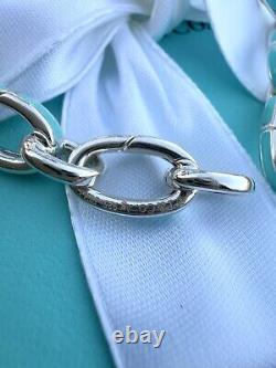 Tiffany & Co. Blue Enamel Clasping Oval Link bracelet For Charms Sterling Silver