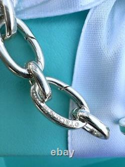 Tiffany & Co. Blue Enamel Clasping Oval Link bracelet For Charms Sterling Silver
