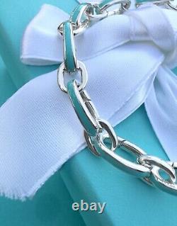 Tiffany & Co. Blue Enamel Clasping Oval Link bracelet For Charms Sterling Silver
