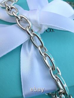 Tiffany & Co. Blue Enamel Clasping Oval Link bracelet For Charms Sterling Silver