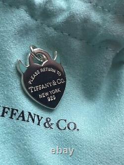 Tiffany & Co Blue Enamel Devil Heart Charm Pendant For Bracelet / Necklace Box