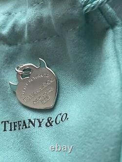 Tiffany & Co Blue Enamel Devil Heart Charm Pendant For Bracelet / Necklace Box