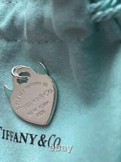 Tiffany & Co Blue Enamel Devil Heart Charm Pendant For Bracelet / Necklace Box