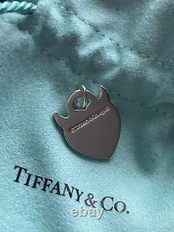 Tiffany & Co Blue Enamel Devil Heart Charm Pendant For Bracelet / Necklace Box