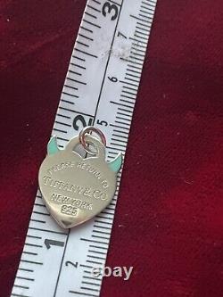 Tiffany & Co Blue Enamel Devil Heart Charm Pendant For Bracelet / Necklace Box