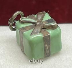 Tiffany & Co Blue Enamel Gift Box Charm Pendant Sterling Silver