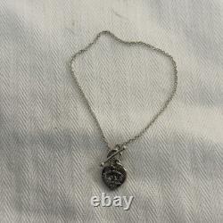 Tiffany & Co Blue Enamel Heart Bracelet Sterling Silver 925 Togle 7.5in