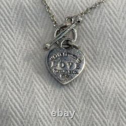 Tiffany & Co Blue Enamel Heart Bracelet Sterling Silver 925 Togle 7.5in