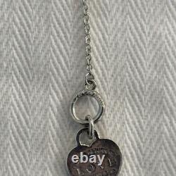 Tiffany & Co Blue Enamel Heart Bracelet Sterling Silver 925 Togle 7.5in