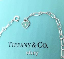 Tiffany Co Blue Enamel Heart I LOVE YOU Love Notes Dangle Charm Bracelet Silver