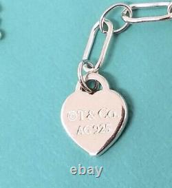 Tiffany Co Blue Enamel Heart I LOVE YOU Love Notes Dangle Charm Bracelet Silver