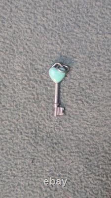 Tiffany & Co. Blue Enamel Heart Pendant & Chain Bracelet Round Tag. 925 silver
