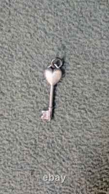 Tiffany & Co. Blue Enamel Heart Pendant & Chain Bracelet Round Tag. 925 silver