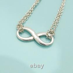 Tiffany & Co. Blue Enamel Infinity Double Chain Bracelet 6.2 Silver 925