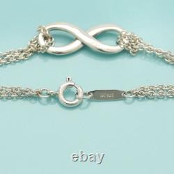 Tiffany & Co. Blue Enamel Infinity Double Chain Bracelet 6.2 Silver 925