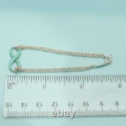 Tiffany & Co. Blue Enamel Infinity Double Chain Bracelet 6.2 Silver 925