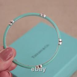 Tiffany & Co Blue Enamel Kiss Bangle Sterling Silver Signature X Bracelet Love