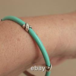 Tiffany & Co Blue Enamel Kiss Bangle Sterling Silver Signature X Bracelet Love